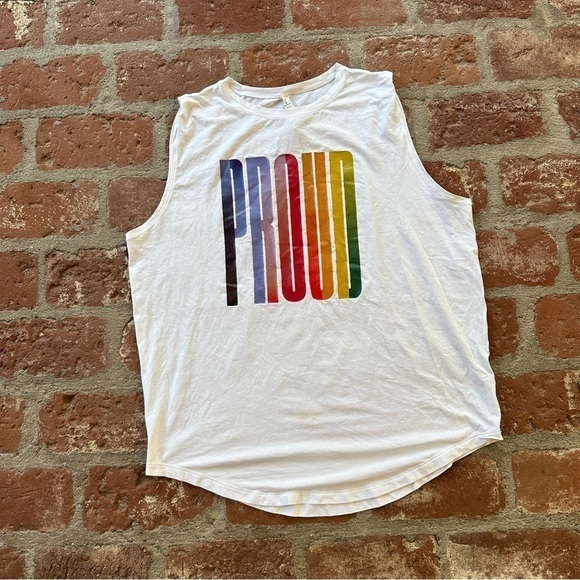 RARE Lululemon Proud & Present Women's White Rainbow Muscle Tank Top Size 12 - Picture 1 of 16